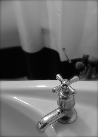 black in a bathroom