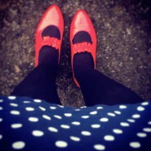Polka dots & red shoes