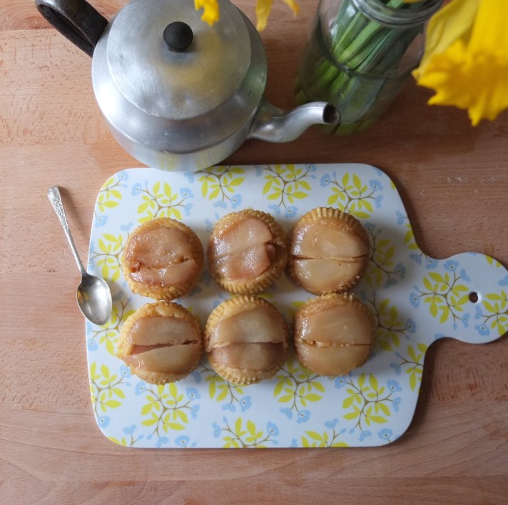 Upside down pear & almond cakes